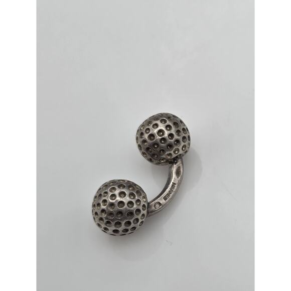 VINTAGE HERMES STERLING SILVER 925 SINGLE GOLF BALL CUFFLINKS - Picture 6 of 13
